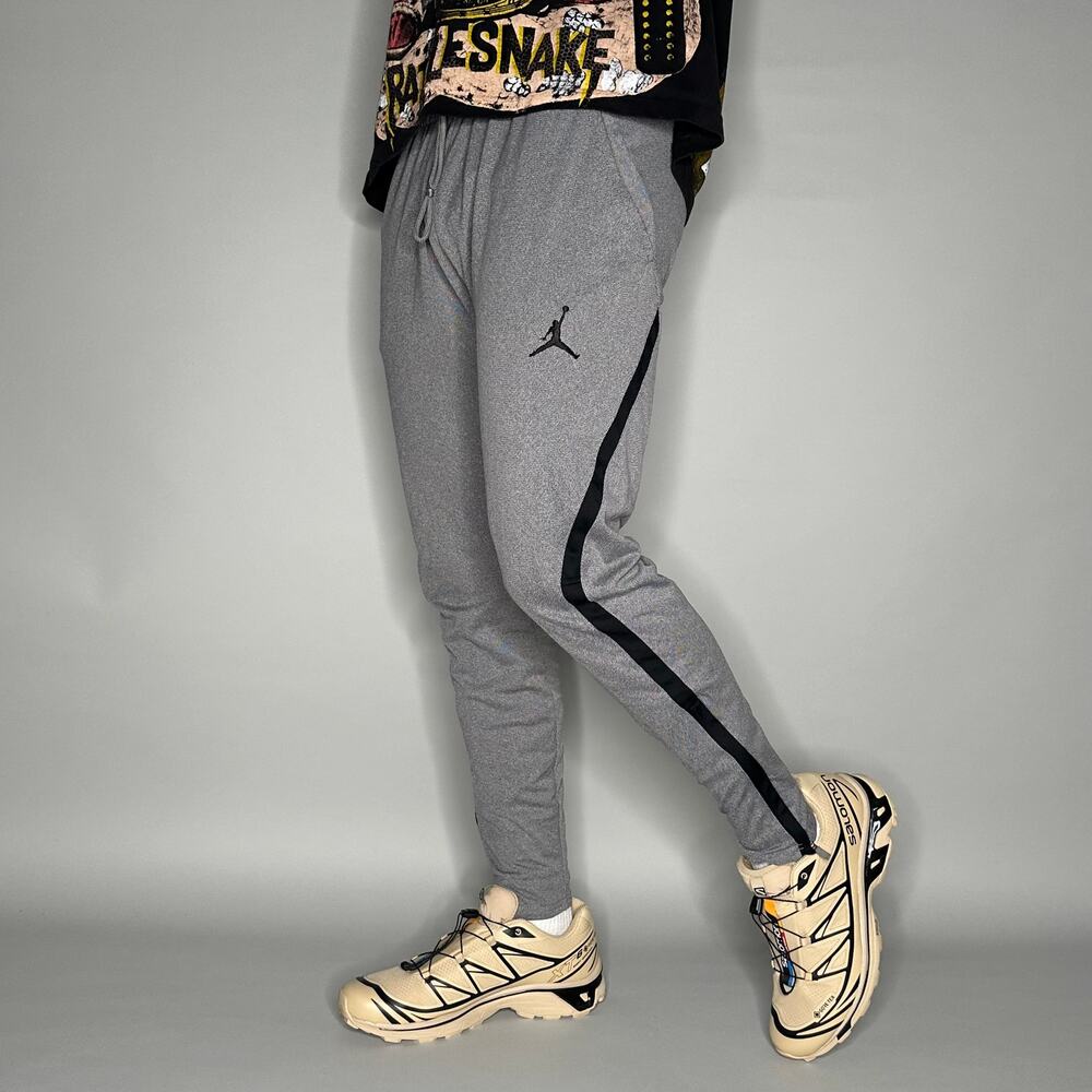 Jordan Sweatpants Grey Cotton Joggers Black Jumpman Soccer Style Slim Fit